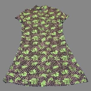 Horoscope Black and neon green mock neck dress